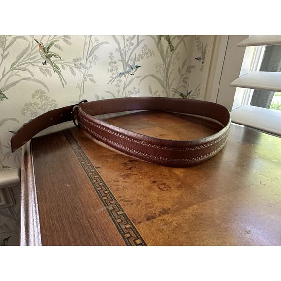 Perry Ellis Portfolio Men’s Size 34 / 85 Full Grain Cowhide Leather Brown Belt - Picture 3 of 7